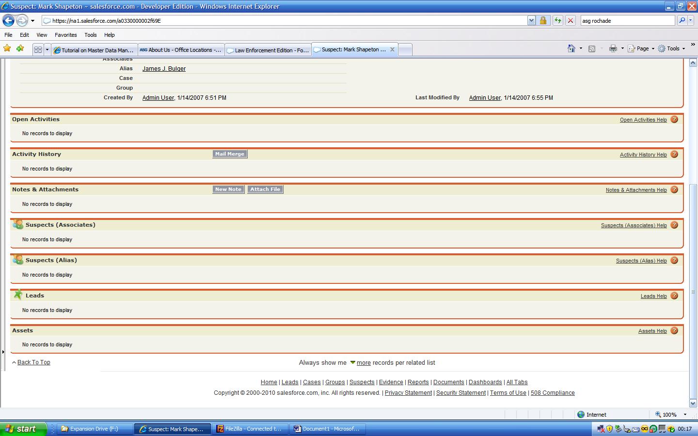 screen 2 of Salesforce Law Enforcement Application